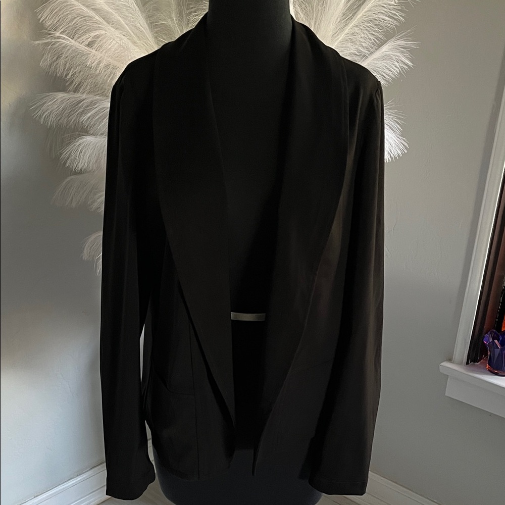 Max Studio Black Draped Open Blazer Jacket